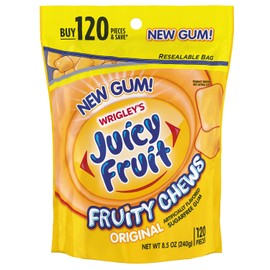 Juicy Fruit Fruity Chews Original Sugarfree Gum, 120 piece bag (4 Pack)