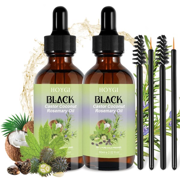 HOYGI Cold Pressed Black Castor Oil for Hair Growth, 2
