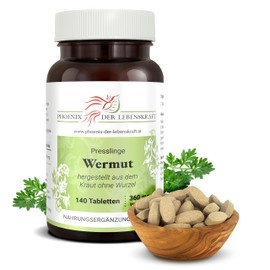 Wormwood Tablets, 600 mg Active Ingredient (Artemisia Absinthium, Bitter Mugwort), 140 Tablets, Premium Quality, Made in Austria, Tablets Instead of Capsules, Vegan