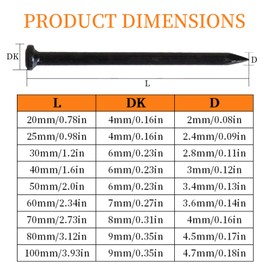 BACSHBY Pack of 50 40 mm Steel Nails for Concrete Walls Nails Galvanised Picture Nails Woodwork Brick Universal Use Indoor and Outdoor Use