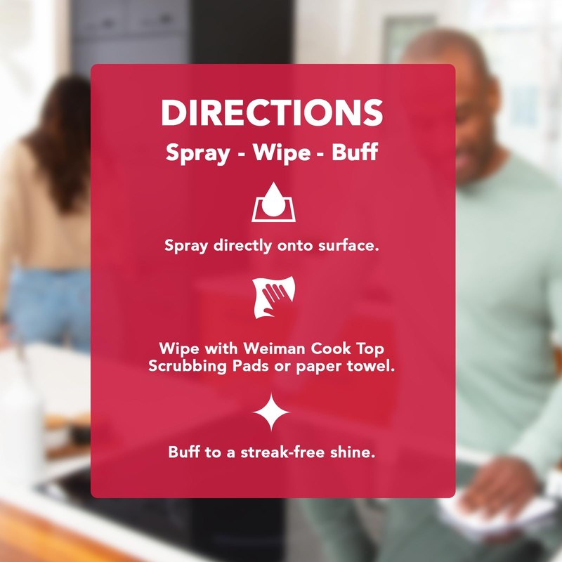 Weiman Daily Cooktop Cleaner with Microfiber Cloth Included for Glass