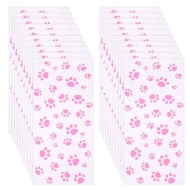 UUYYEO 100 Pcs Paw Print Gift Bags Cellophane Party Favor Bags Wedding Candy Bags Baby Shower Cookie Bags Cello Treat Bags Holiday Bakery Bags with 100 Pcs Twist Ties Pink