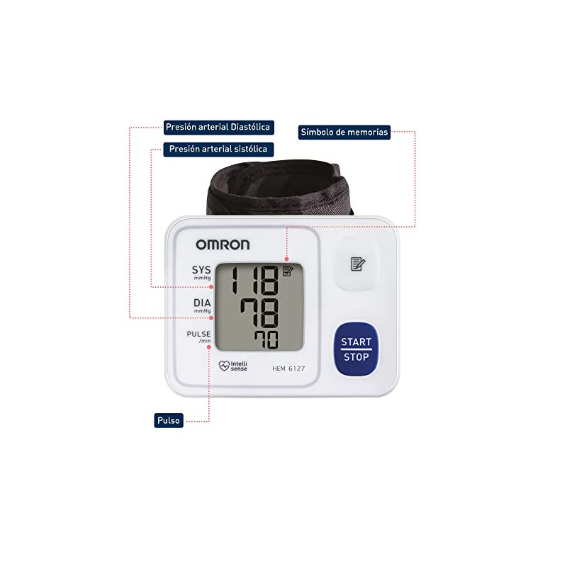 OMRON Baumanómetro automático de muñeca HEM-6127 compatible con OMRON connect