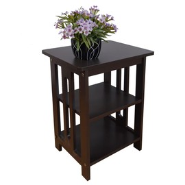 Aurotrice End Table Sofa Side Table with Storage Shelves Telephone Table Night Stand Bedroom 15.7(L) x 11.8(W) x 21(H) inch 3-Tier Deep Brown