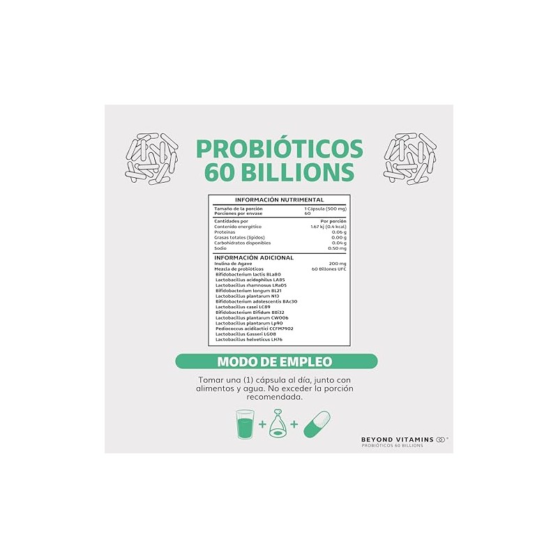 Probioticos 60 Billion UFC Prebióticos con inulina de agave 13