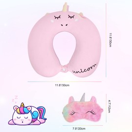 YOUXIU Reisekissen Nackenkissen ​Nackenhörnchen mit Schlafmaske und Ohrstöpseln Kopfstütze Reise Memory Schaum Schlafkissen Nackenstützkissen für Kinder und Erwachsene, Reisen im Auto Flugzeug Zug