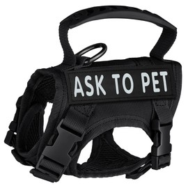 bvya Tactical Nylon Small Dog Vest Harness Adjustable Comfy Mesh Padding Puppy Vest with Quick-Release Buckle and Rubber Handle for Small Dog, Reflective Ask to PET Included