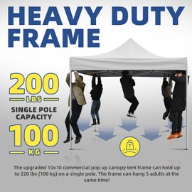 Tisetrail 10x10ft Pop Up Canopy Tent with Sidewalls, Waterproof Commercial Party Tents, Heavy Duty Instant Shelter, Outdoor Sun Shade for Events, Parties, Camping, UPF 50+, 4 Weight Bags - White