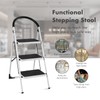 COSTWAY 3 Step Ladder, Folding Step Stool w/Wide Anti-Slip Pedal