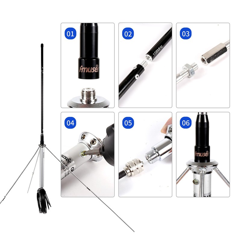 FMUSER GP100 FM Transmitter Antenna Outdoor, 1/4 Wave Professional GP