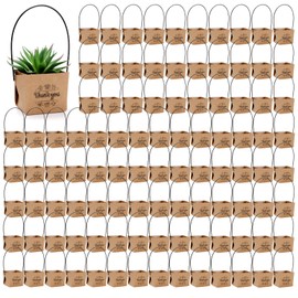 Covzoe 100 Pack Succulent Wraps, Thank You Succulent Gift Bags with Handles, Waterproof Kraft Paper Box for Succulent Plants Decoration for Party Wedding