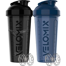 VELOMIX -2 Pack- 28 oz Protein Shaker Bottles for Protein Mixes - 2x Wire Whisk | Leak Proof Shaker Cups for Protein Shakes and Pre Workout | Protein 