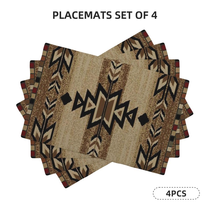 Brown Black Boho Placemats Set of 4 Rustic Aztec Western