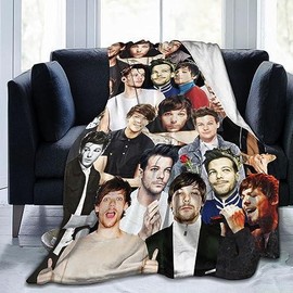 Blanket Louis Tomlinson Soft and Comfortable Wool Fleece Throw Blankets for Sofa Office car Camping Yoga Travel Home Decoration Cozy Plush Beach Blanket Gift - Color: Black, Bedding Size: 40"x30"