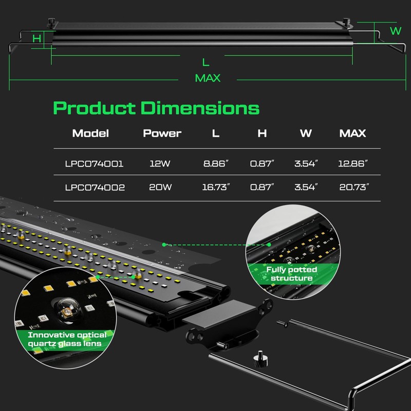 20W LED UVB Strip Lights for Reptiles, Dimming UVB UVA