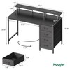 Huuger 47 Inch Computer Desk with Power Outlets and LED