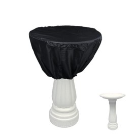 J&C 420D Bird Bath Covers Waterproof Bird Bath Fountain Cover for Winter Birdbath Cover for Garden Round Black Birdbath Fountain Covers 35 x 24in