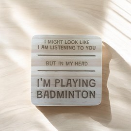 Ashton and Finch Funny Badminton Coaster Laser Engraved Gift Wooden