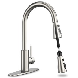 Kitchen Faucets, Kitchen Faucet with Pull Down Sprayer, High Arc Single Handle Kitchen Sink Faucet with Water Lines, Brushed Nickel Kitchen Faucet with Sprayer, RV Sink faucets
