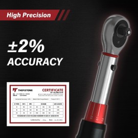 Thorstone 1/4 Torque Wrench, 10-150 in.-lb./ 1.1~16.9Nm Dual-Direction Adjustable Micrometer Click Torque Wrench, 72-Tooth Gear, ±2% Clockwise High Accuracy Reversible Dual Range Scales