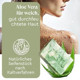 lubiu Aloe Vera Seife Stück - 100g Naturseife Männer Frauen Kinder für Befeuchtete Haut - Handseife Fest Duschseife & Gesichtsseife - Handgemachte Seife Fest