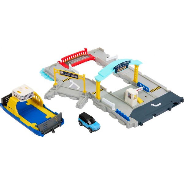 Matchbox Cars Playset, Ferry Port Set, Extendable Ferry on Wheels,