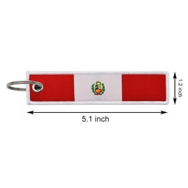 LLBFHH 3 Pcs Peru Peruvian Country Flag Keychain,Woven label Key Chains for Car Keys,Fabric Key Chains Men and Women,Used for Various Decorations.