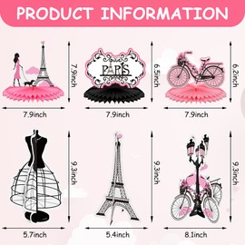 Grehge 10 Pieces Paris Party Decorations Paris Honeycomb Centerpiece Paris Table Topper Pink Table Honeycomb for Paris Party Supplies Birthday Wedding Baby Shower Decorations Romantic Photo Booth