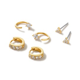 Ana Luisa Gold Earring Bundle, 3 Pairs - 14K Gold Plated With Cubic Zirconia Earrings - Hypoallergenic, Water-Resistant, Tarnish-Free - Gold Huggie Hoops & Stud Earrings - Valentine's Day Gift for Her (Everday Bundle)