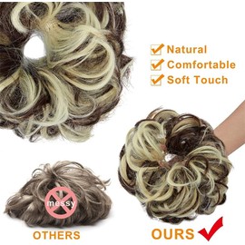 2PCS Messy Hair Bun Extensions Curly Wavy Messy Synthetic Chignon Hairpiece Scrunchies Scrunchy Updo Hairpiece for women (4H27#, One size)