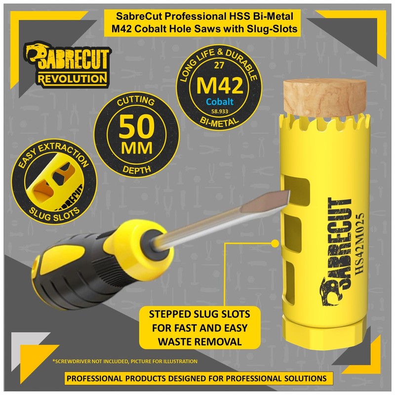 1 x SabreCut HS42M025 25mm High Performance HSS Bi-Metal M42