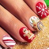 Gingerbread Man Short Square False Nails Christmas Press on Nails