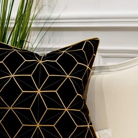 Avigers 20 x 20 Inches Black Gold Plaid Cushion Case Luxury European Throw Pillow Cover Decorative Pillow for Couch Living Room Bedroom Car