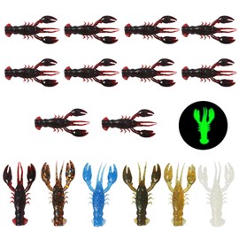Crawworm, 2.0 inches (5 cm), Set of 10, Crawfish, Worm, Black Bass, Bluegill, Octopus, Root Fish, Lures, Fishing, Fishing Tackle (E Glow)