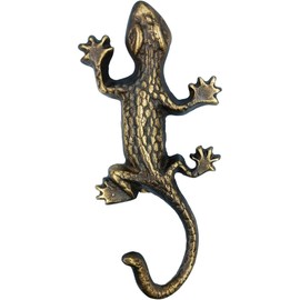 Anatolica Brass Gecko Door Knocker, 6.5 inches, Lizard Frontdoor Ornament, Reptile Decor (Antique Bronze)