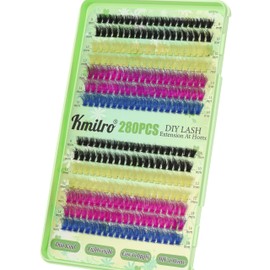 Colored Lash Clusters 160D Fluffy Cluster Eyelash Extensions 8-16mm Waterproof D Curl Volume Eyelash Clusters 280Pcs 4 Colors Individual Lashes Soft Wispy False Eyelashes DIY Lash Extension, by Kmilro
