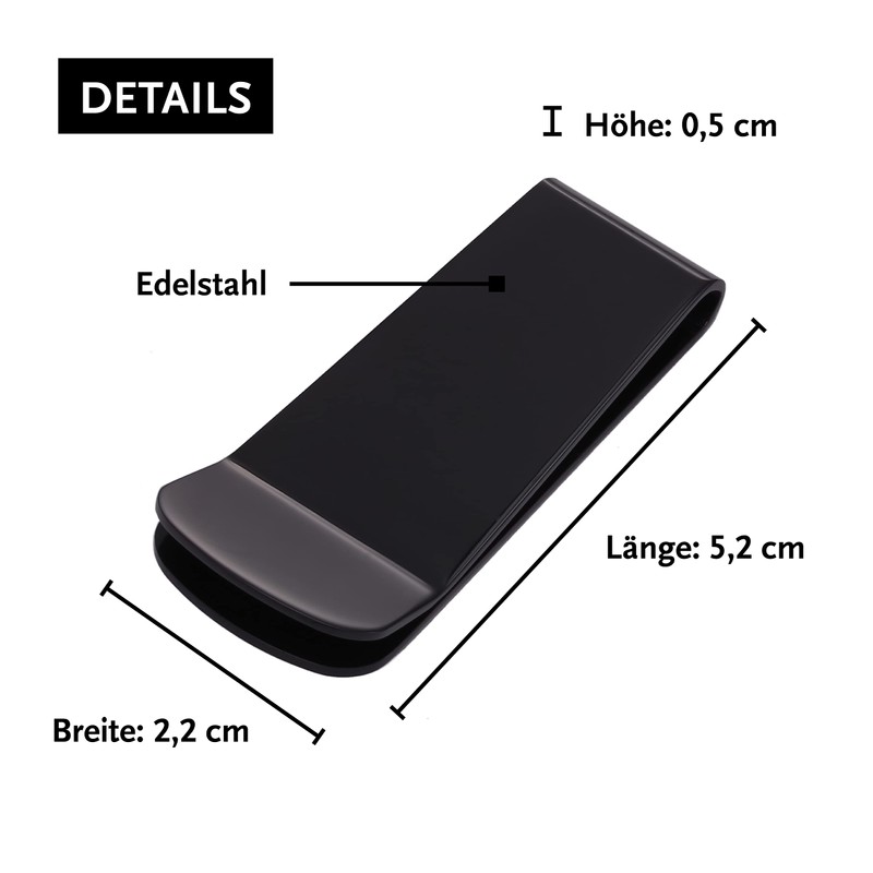 DonDon Men's Money Clip Stainless Steel Black