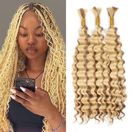 1LX P27613 Deep Wave Human Braiding Hair Extensions 26 26 26 inch
