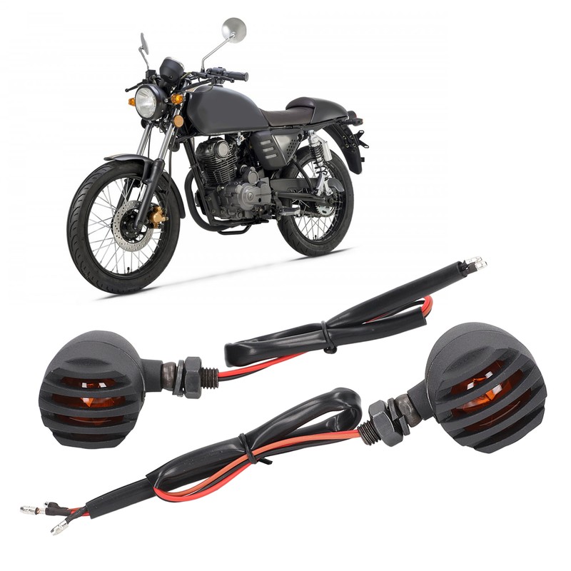 Pair Motorcycle Turn Signal Light with Grill Cover 3 Wires