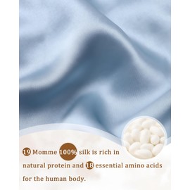 AWAYTR Mulberry Silk Bonnet for Sleeping - Silk Sleep Bonnet with Tie Band for Curly Hair Men and Women (Haze Blue)