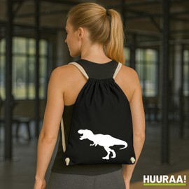 Huuraa Turnbeutel Tyrannosaurus Rex Dinosaurier Geschenk 12 Liter Black Baumwolle Tyrannosaurus Rex Präsent