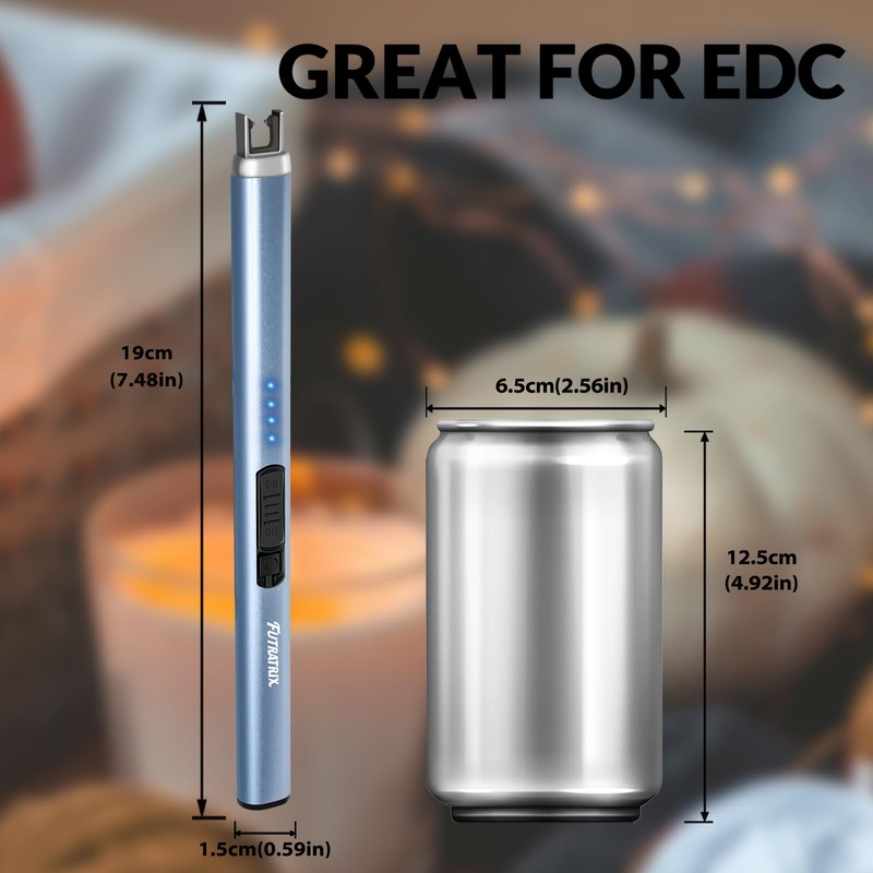 Futratrix Electric Candle Lighters Arc Windproof Flameless USB Rechargeable Lighter