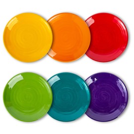 ZAINCA Melamine Dinner Plates, Round Plates,Shatter Resistant, 11 inch, set of 6 Multicolor