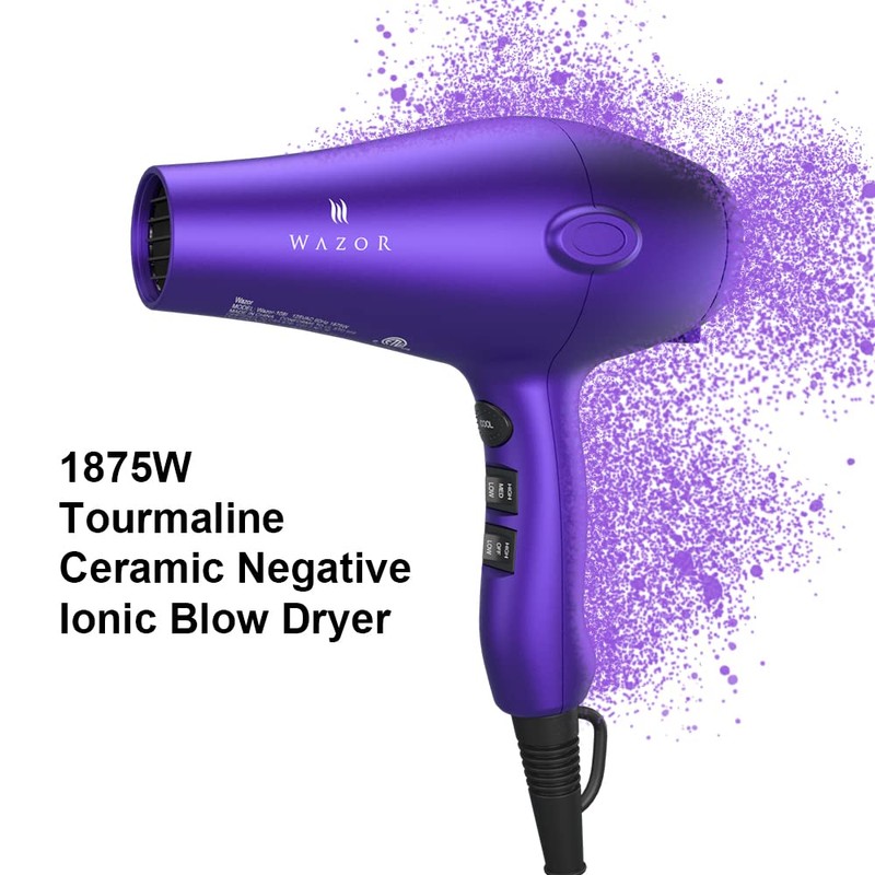 Purple Professional Light Weight Hair Dryer 1875W Tourmaline Ceramic Negative