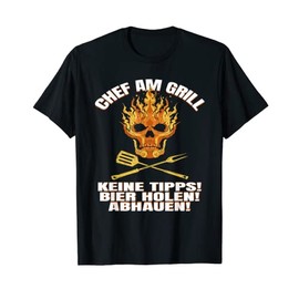 Mens Chef am Grill Papa BBQ Grill Evening Barbecue Season Barbecue T-Shirt