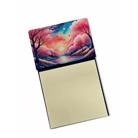 Caroline's Treasures Cherry Blossom in Color Sticky Note Holder Refillable Dispenser Self-Sticky Note Pads, Memo Pads Blank Desk Accessories
