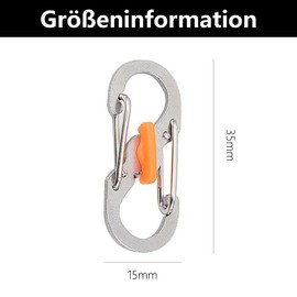 2 Stück Karabinerhaken Klein Schwarz, S Karabiner Mini, Kleine Karabinerhaken Mini, Metall Doppelkarabiner, für Camping, Zuhause,Wandern Oder Reisen(Schwarz+weiß)