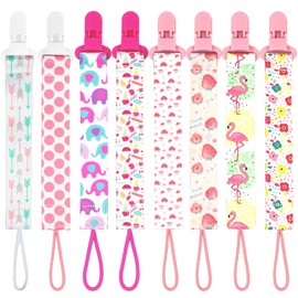 8 Pack Dummy Clips Baby, Colorful Baby Pacifier Holder, Universal Soother Chain for Baby Girls Boys Newborn (Color03)