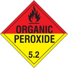 Accuform MPL504CT100 PF-Cardstock Hazard Class 5/Division 2 DOT Placard, Legend "Organic Peroxide 5.2" with Graphic, 10-3/4" Width x 10-3/4" Length, Black on Red and Yellow (Pack of 100)