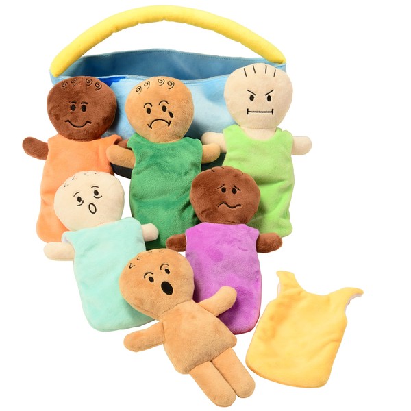 Constructive Playthings Expression Babies Plush Dolls, Super Soft Baby Dolls Set, Therapy Toys, Multicultural and Social Emotional Learning, Baby Toys for All Ages, Set of 6 Plush Dolls, Multicolor